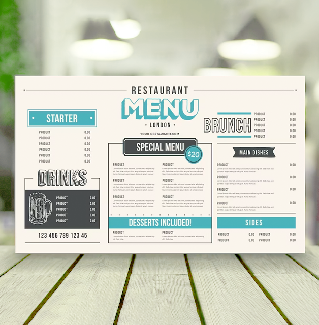 Plastic Table Menus
